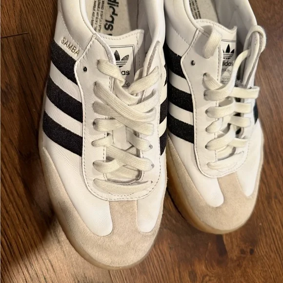 adidas Samba White and Black Athletic Shoes - Picture 2 of 5
